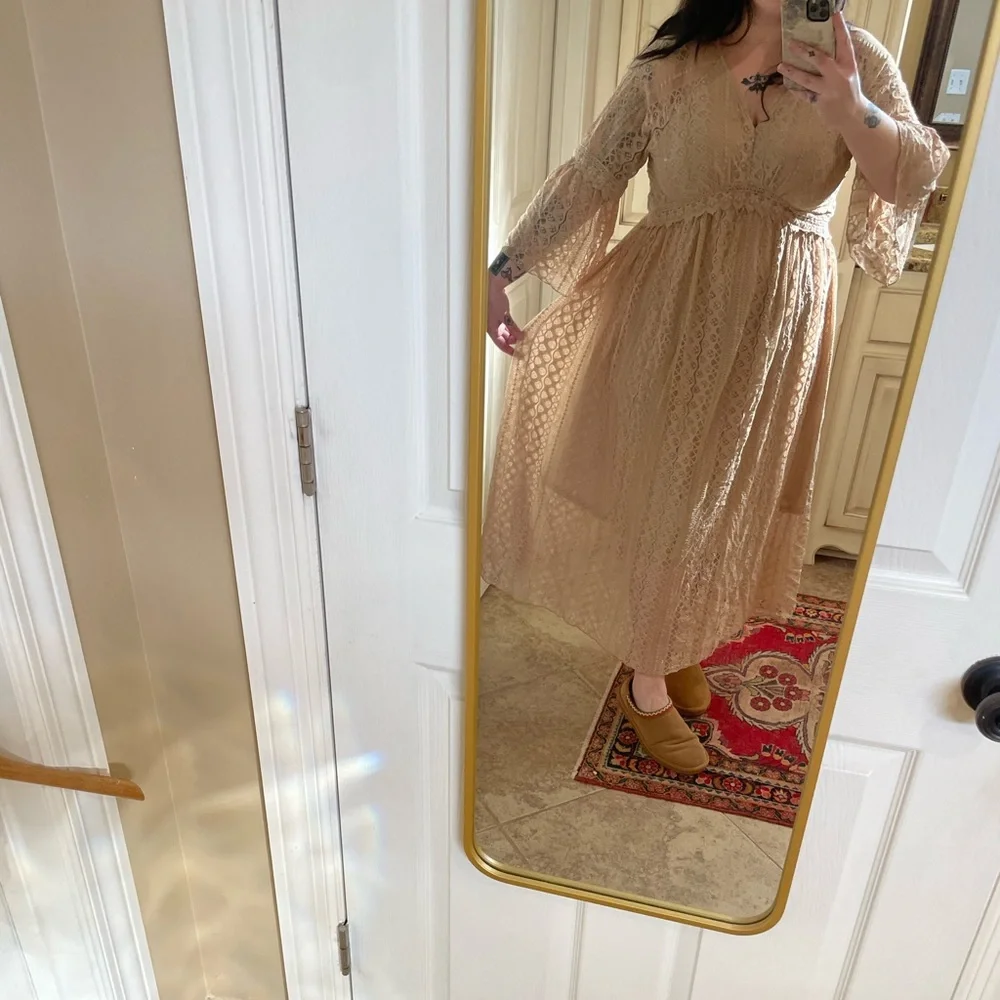 Lead Singer Taupe Maxi Dress 1X NWOT - Picture 2 of 5